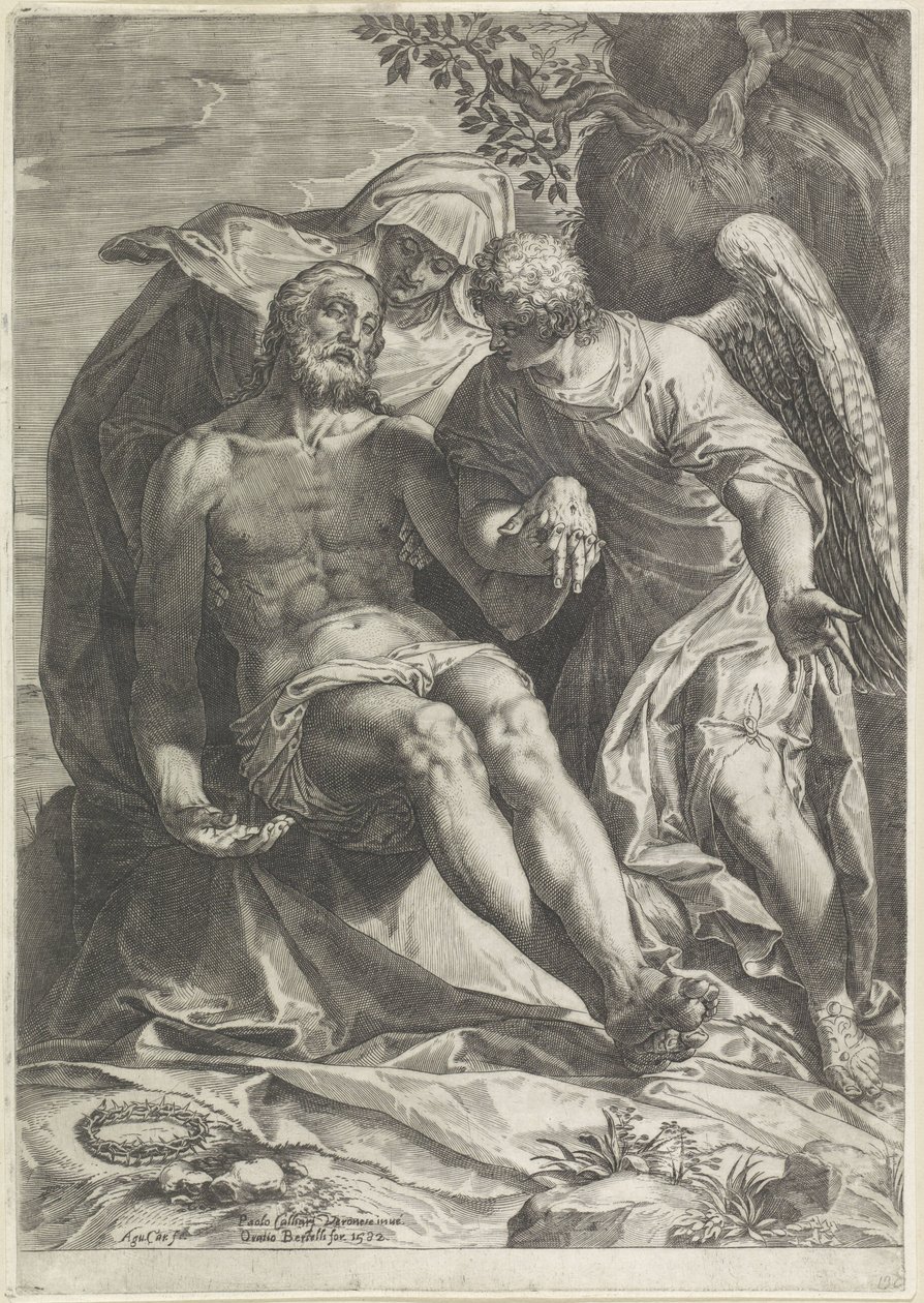 Maria med Kristi legeme (Pietà) av Agostino Carracci