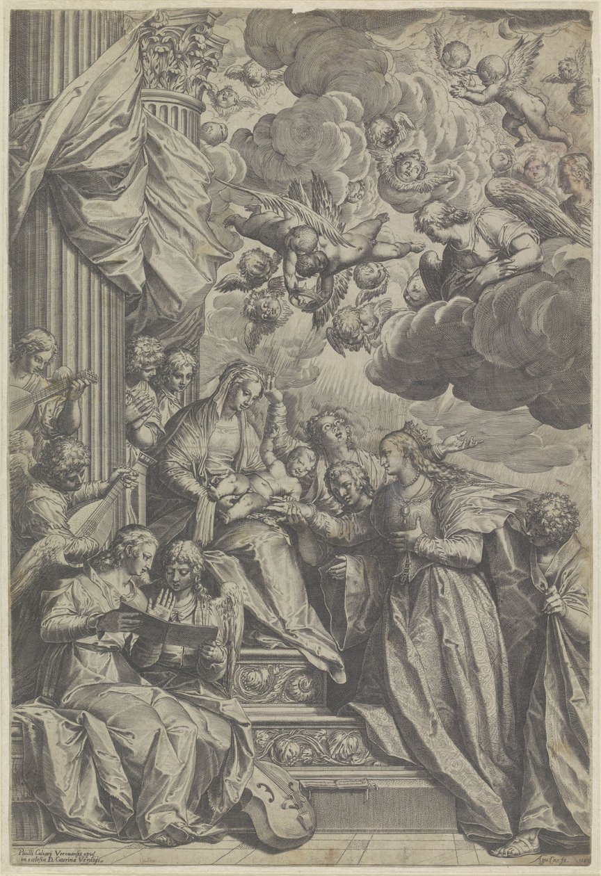 Mystisk ekteskap av Saint Catherine av Agostino Carracci