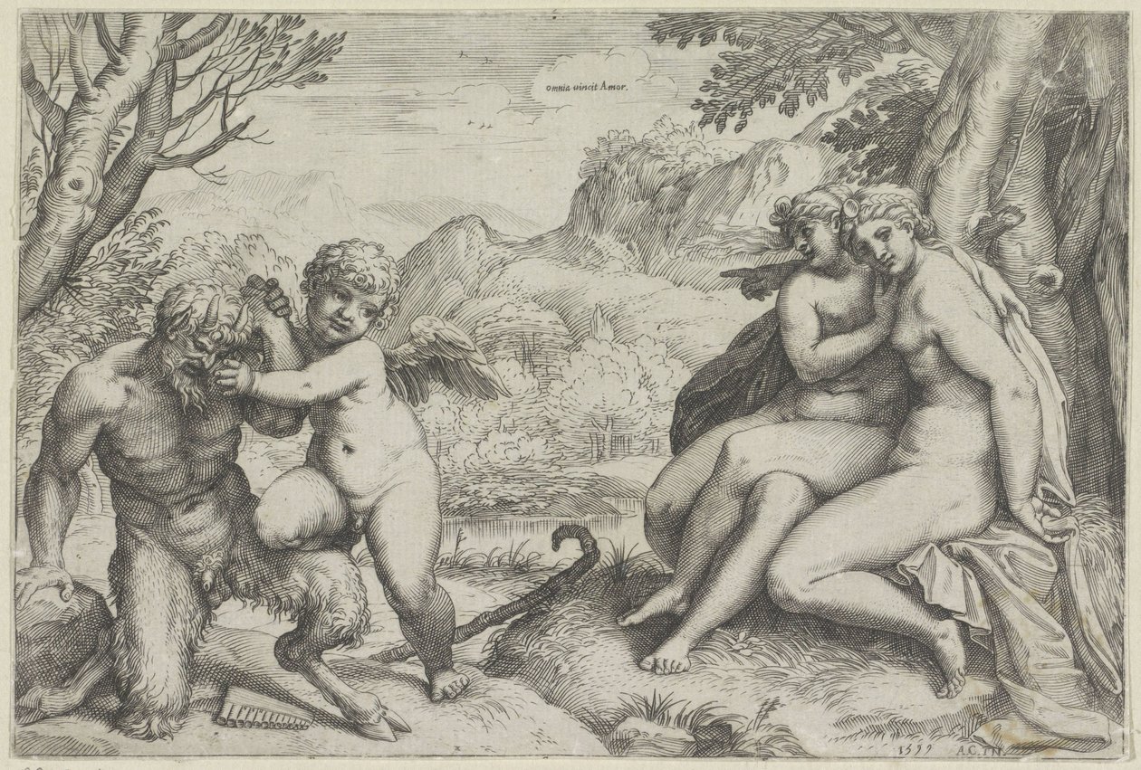 Kjærlighet overvinner alt (tittel på objekt) av Agostino Carracci