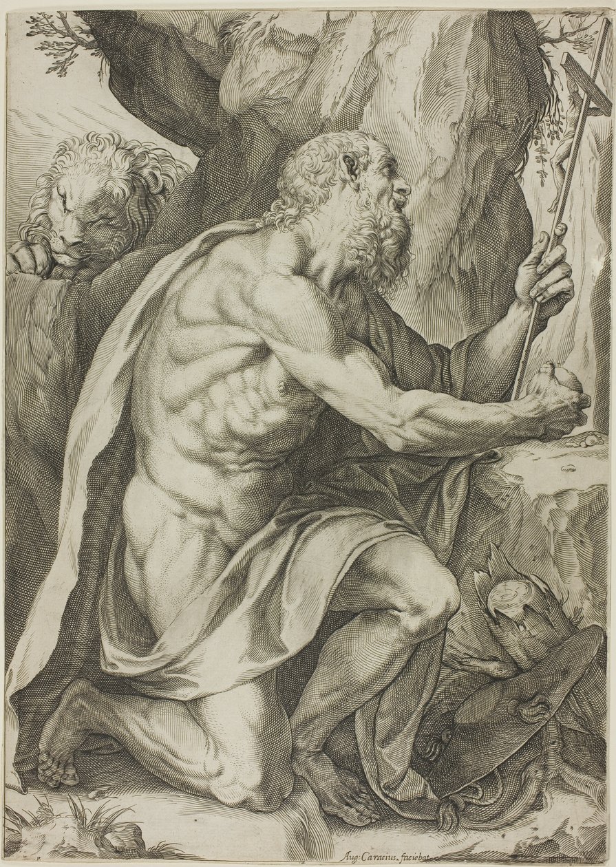Den hellige Hieronymus i bot av Agostino Carracci