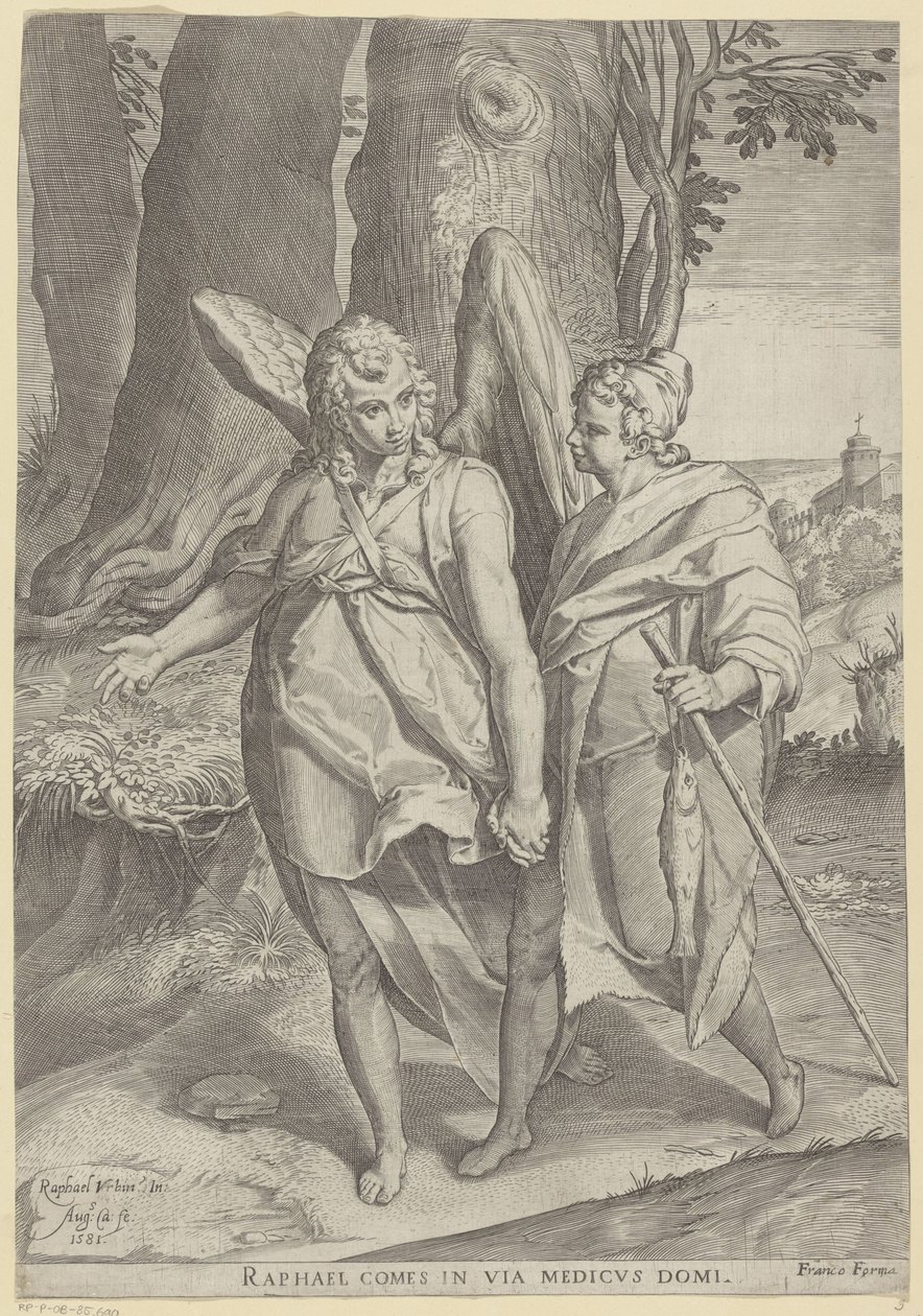 Tobias i Engels av Agostino Carracci