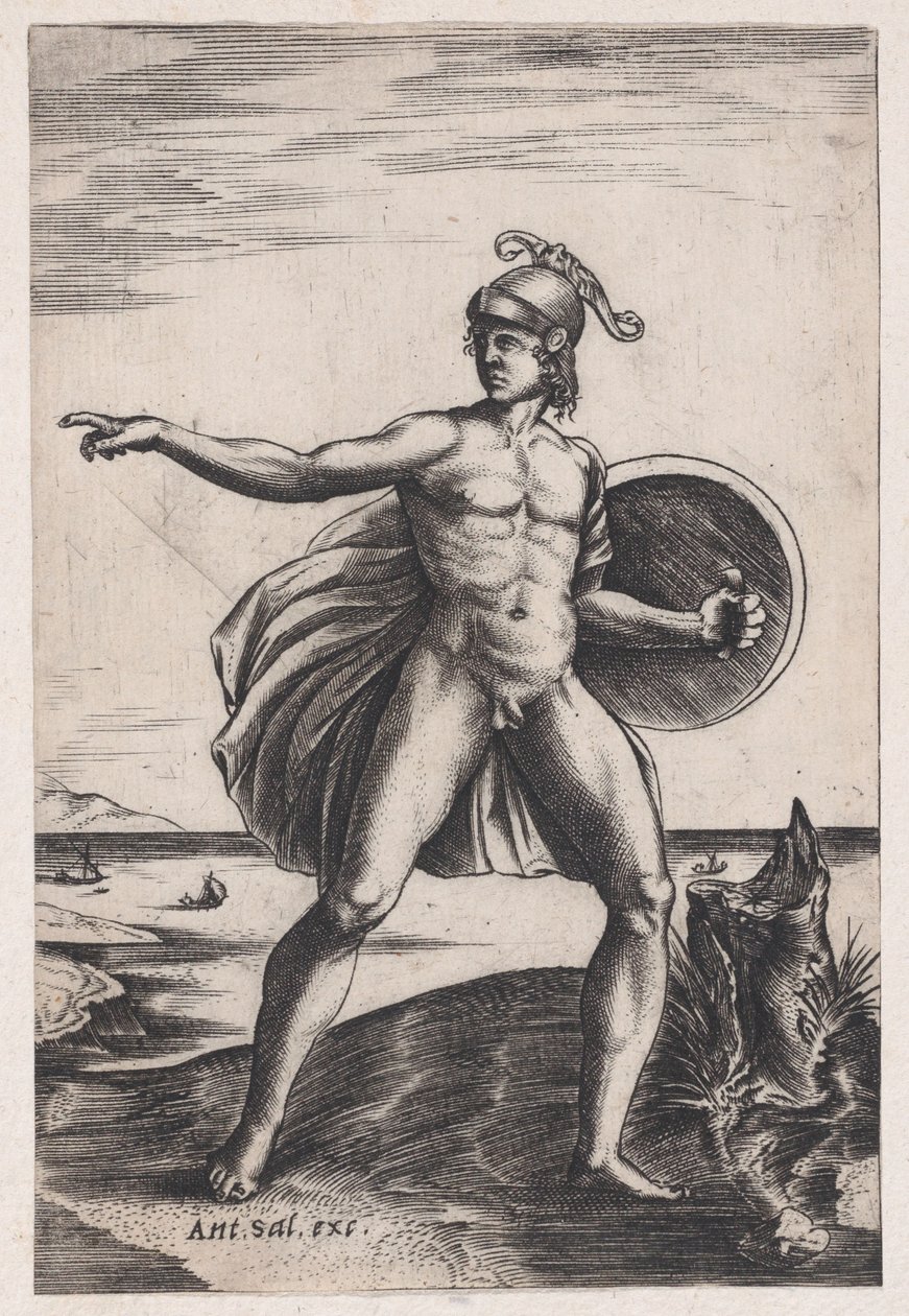 En kriger, ca. 1514-36. av Agostino Veneziano