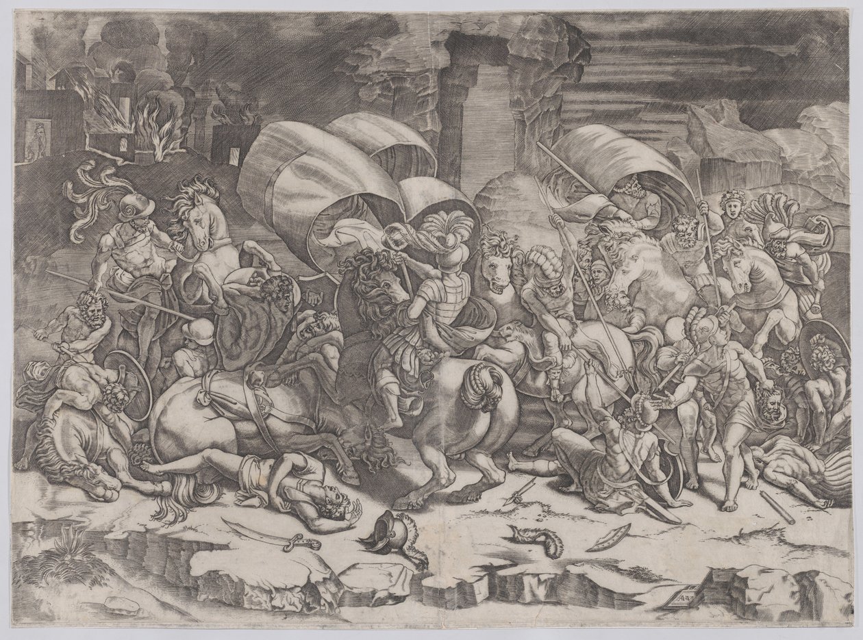 Battle with a Cutlass, 1530-31. av Agostino Veneziano