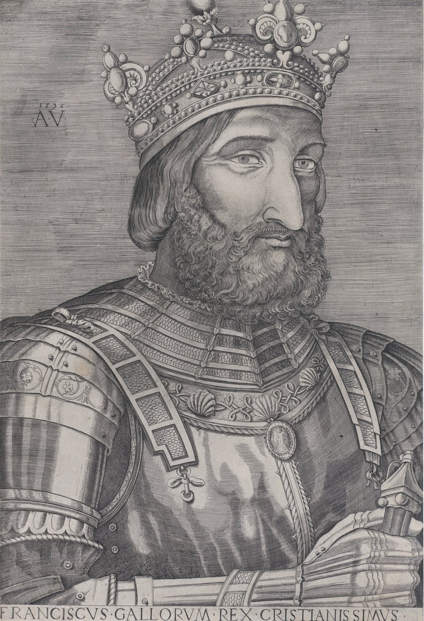 Francois I, konge av Frankrike, datert 1536. av Agostino Veneziano