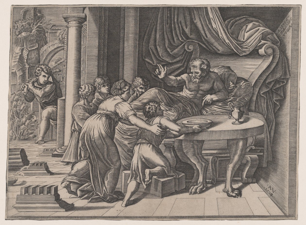 Isaac Blessing Jacob, 1524. av Agostino Veneziano