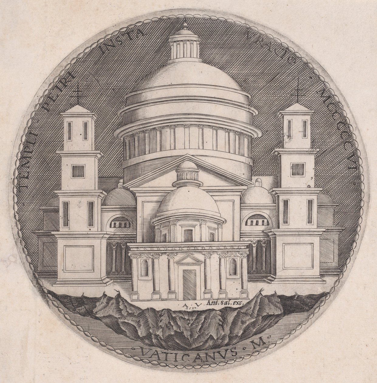 Peterskirken, datert 1517. av Agostino Veneziano