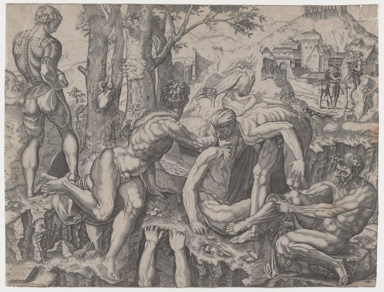 The Climbers, datert 1524. av Agostino Veneziano