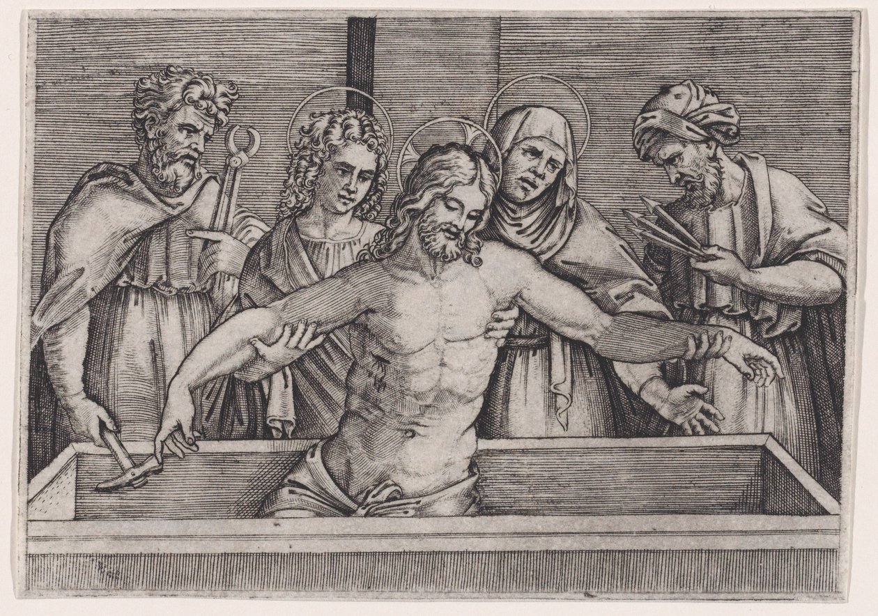 Kristi gravlegging, ca. 1514-36. av Agostino Veneziano