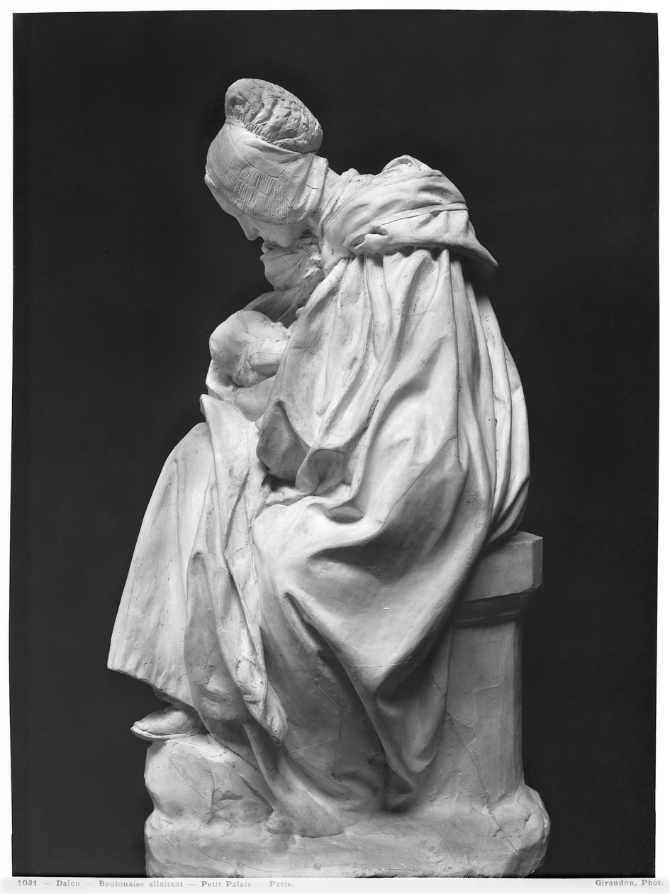 Boulonnaise-kvinne som mater barnet sitt (gips) (se også 217912) av Aime Jules Dalou