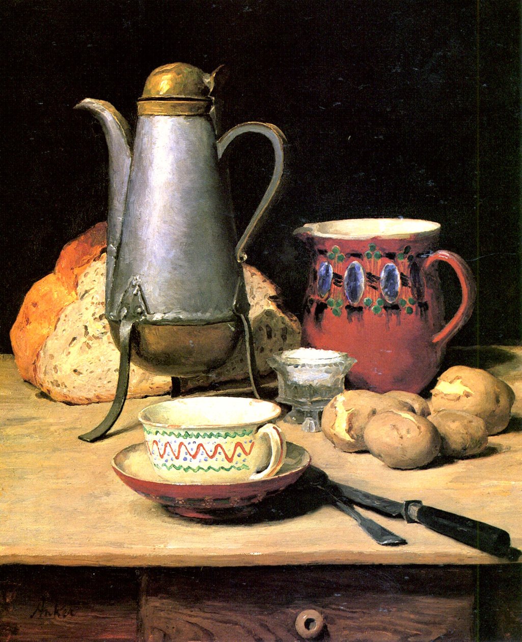 Stilleben, kaffe og poteter av Albert Anker