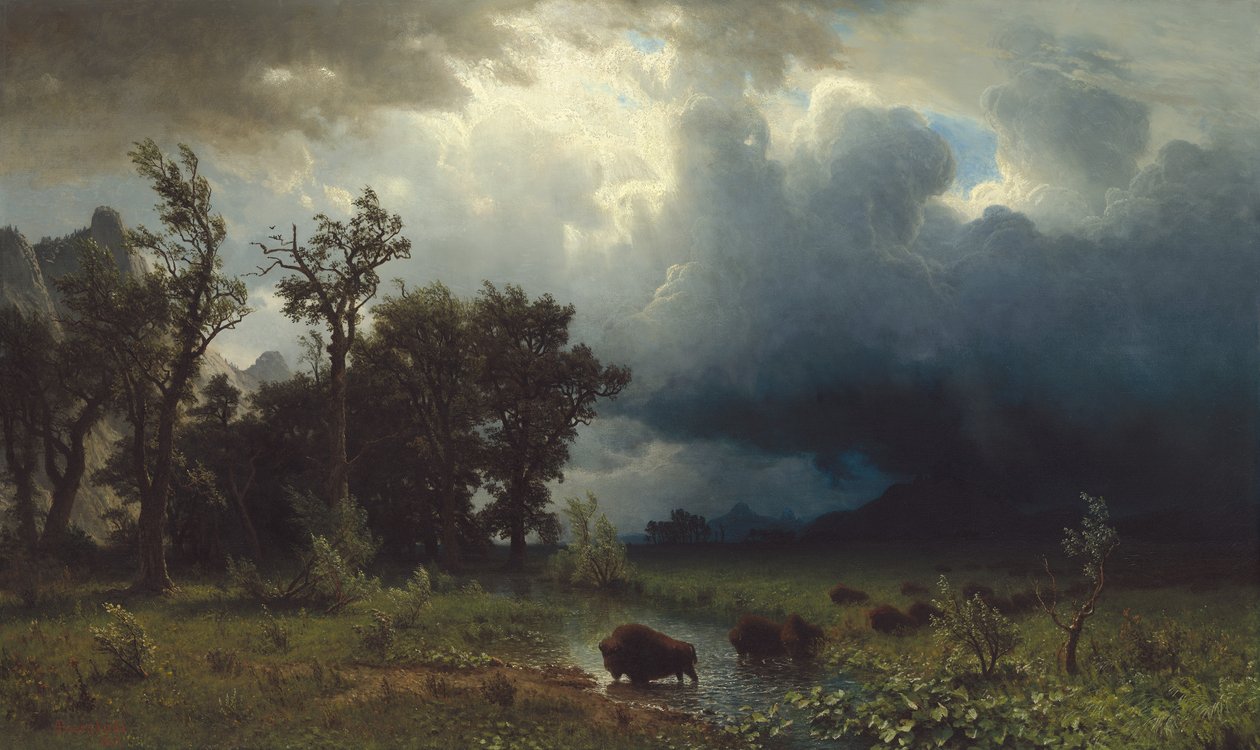 Buffalo Trail: The Impending Storm, 1869 av Albert Bierstadt