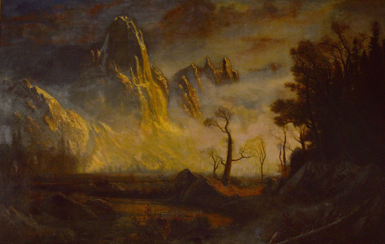 Tidlig snø i Yosemite Valley, Sentinel Rock av Albert Bierstadt