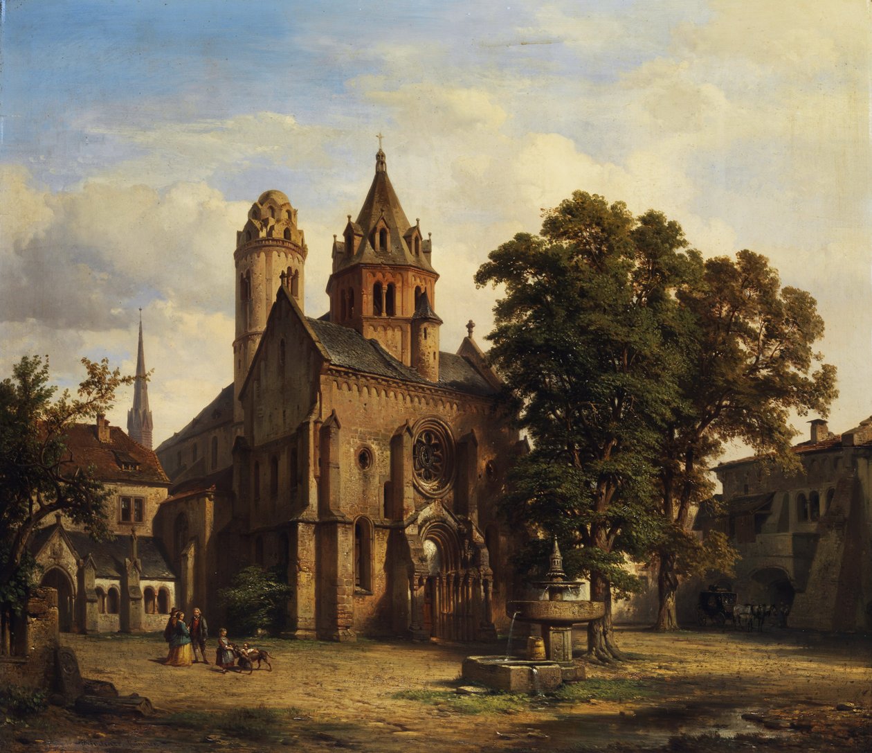 Utsikt over en romansk kirke. av Albert Emil Kirchner