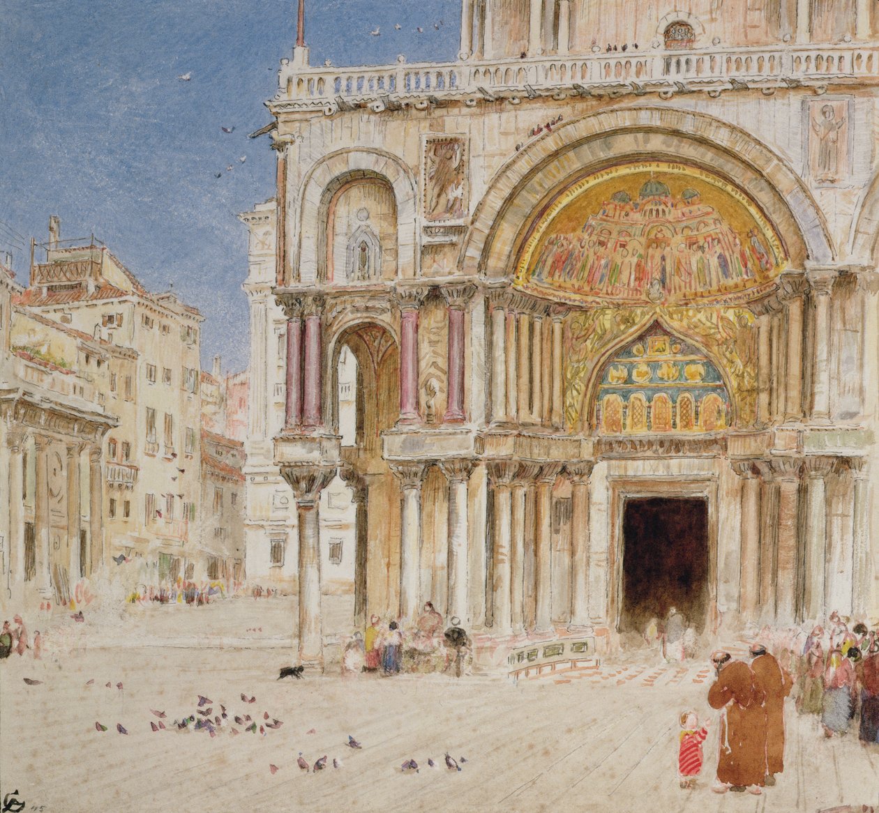 The Northwest Corner of St Marks (penn og blekk med wc og fargestift på papir) av Albert Goodwin