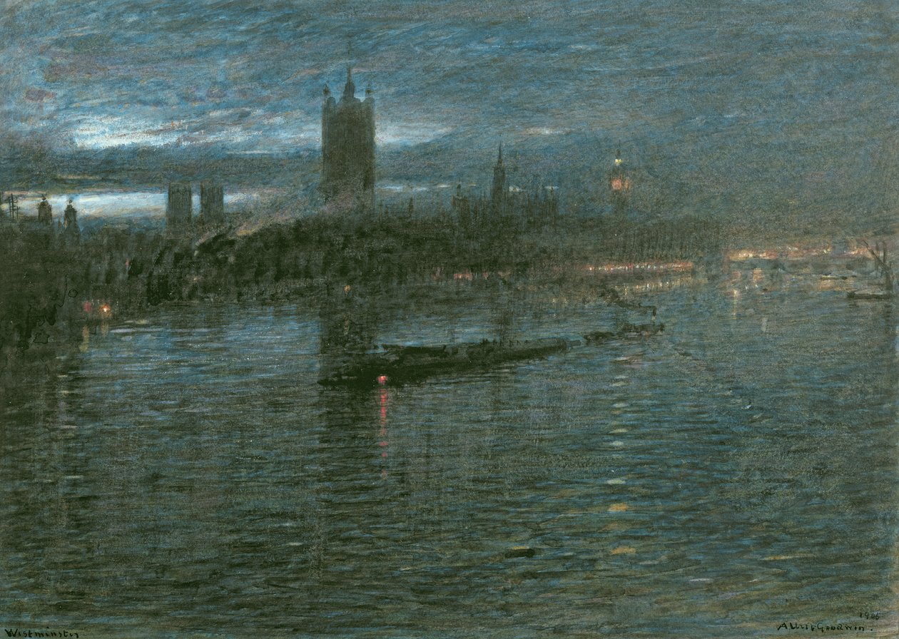 Westminster by Night av Albert Goodwin