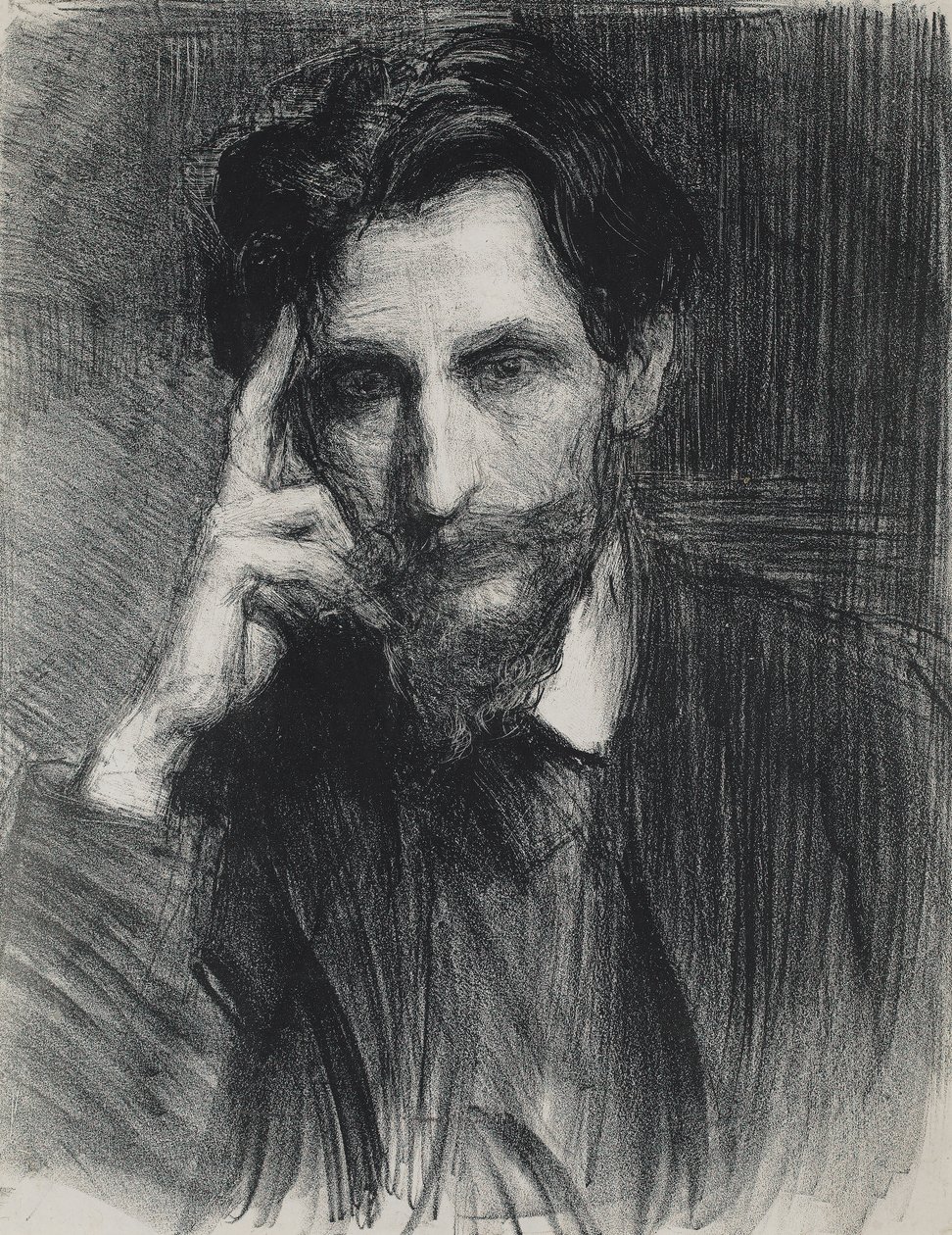Portrett av en mann (kull på papir) av Albert de Belleroche