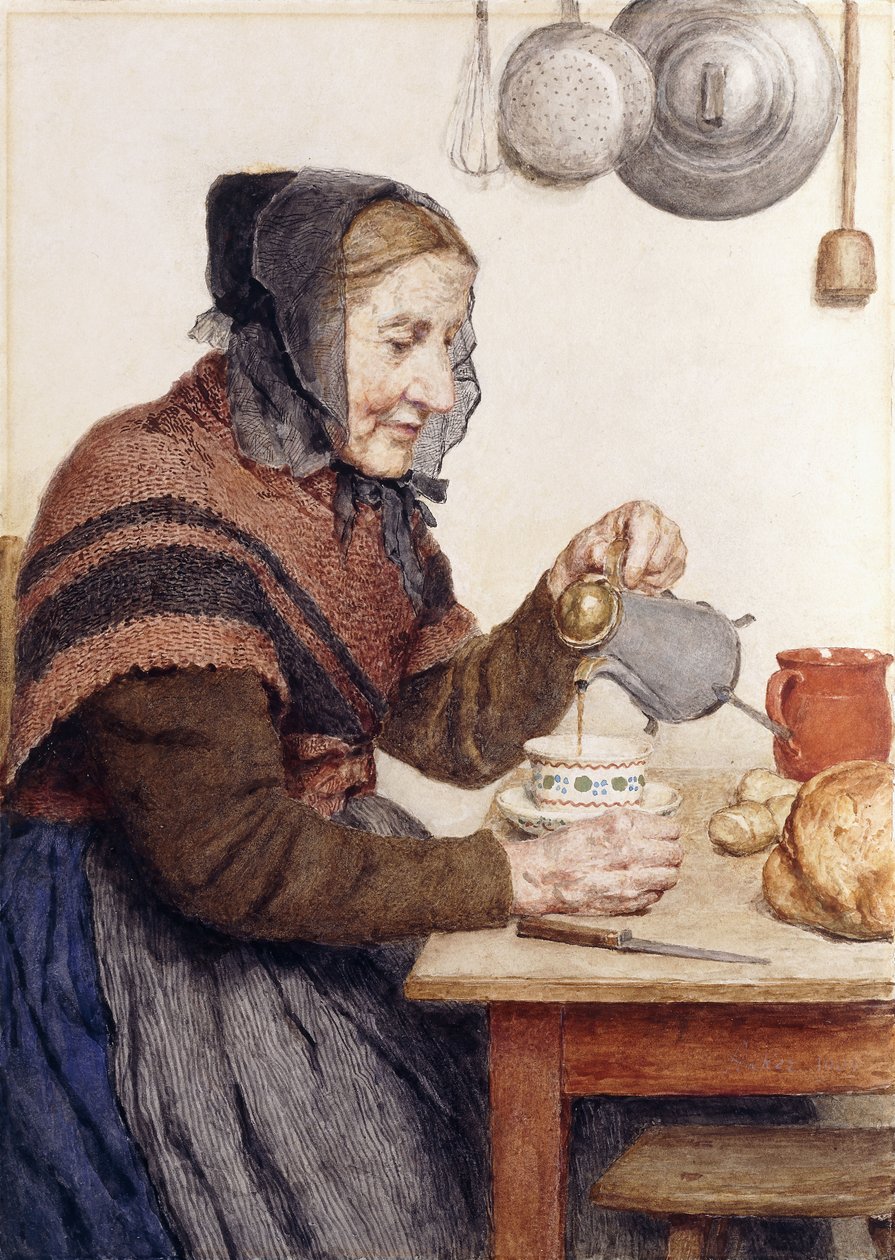 Bestemor med kaffe, 1904 av Albert Anker