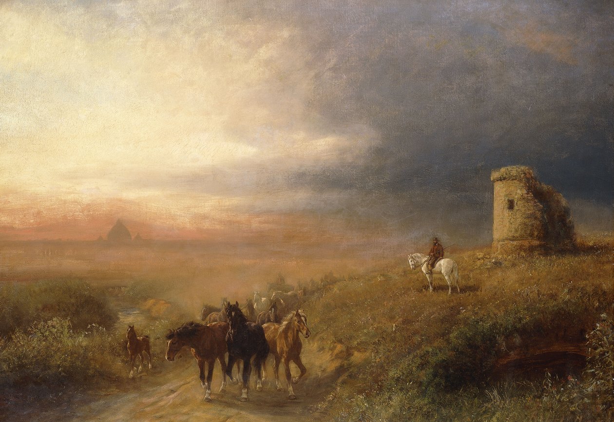 Solnedgang i Campagna; Kveldsstemning i Campagna av Albert Arnz