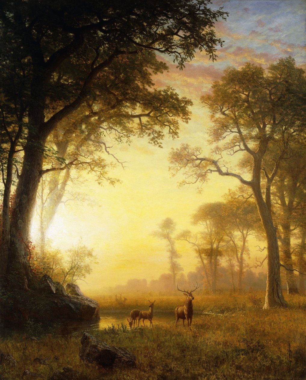 Lys i skogen, av Albert Bierstadt