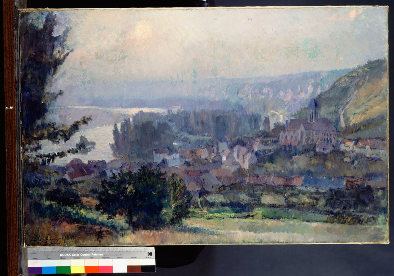 Utsikt over Vetheuil, solnedgang, 1897 av Albert Charles Lebourg