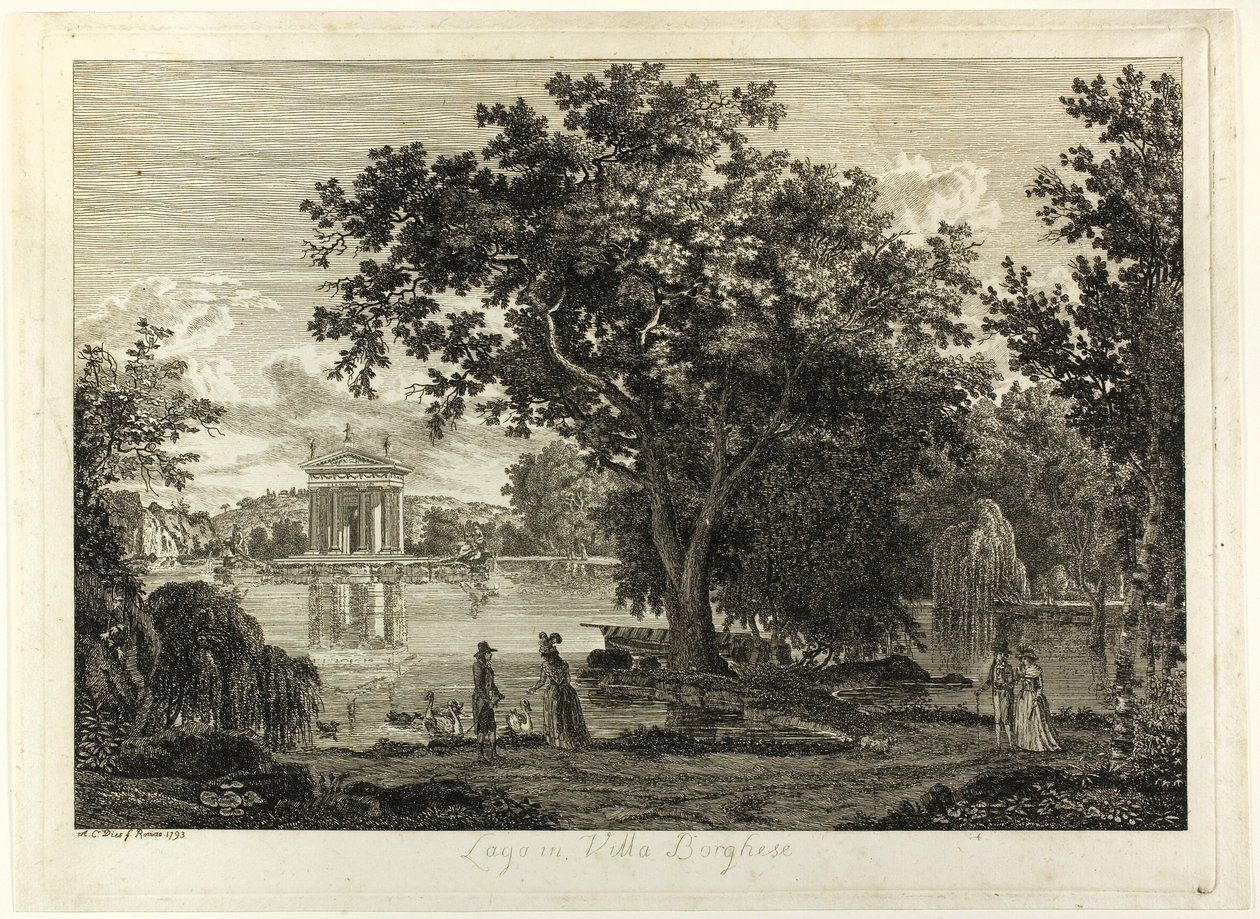 Innsjø i Villa Borghese av Albert Christoph Dies