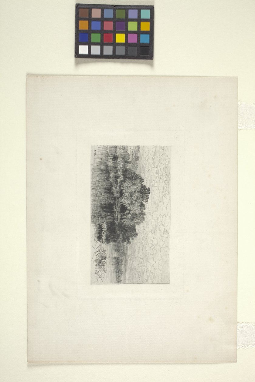 Landskap med innsjø (blekk) av Albert Fitch Bellows