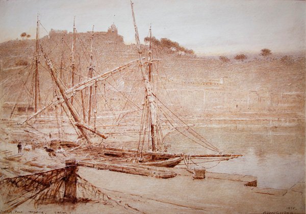 Soller havn, Mallorca, rolig av Albert Goodwin