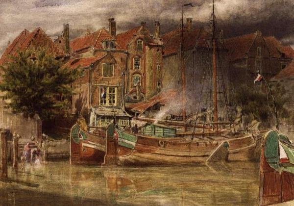 Utsikt over kanalen, Dort av Albert Goodwin