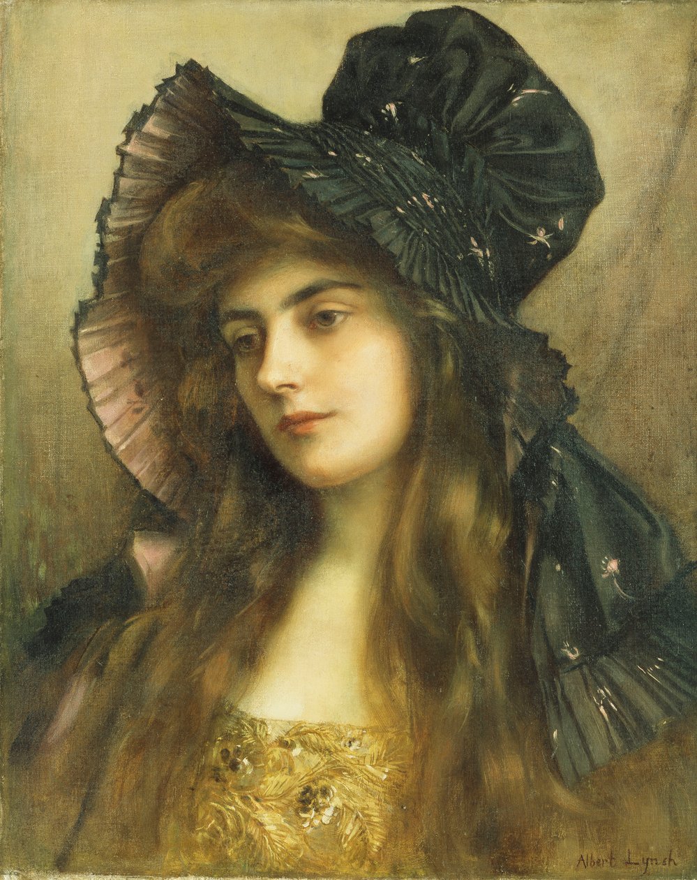 En ung skjønnhet i en svart hatt, av Albert Lynch