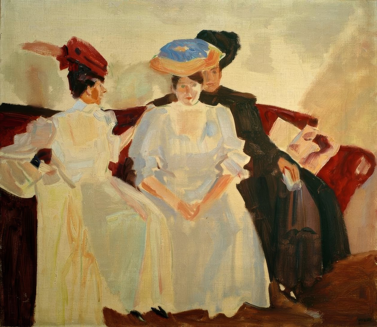 Tre damer på en sofa av Albert Weisgerber