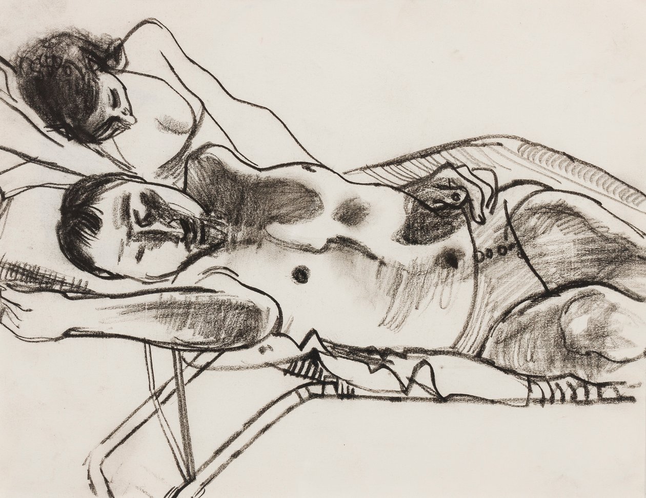 På lettini (kull på papir) av Alberto Morrocco