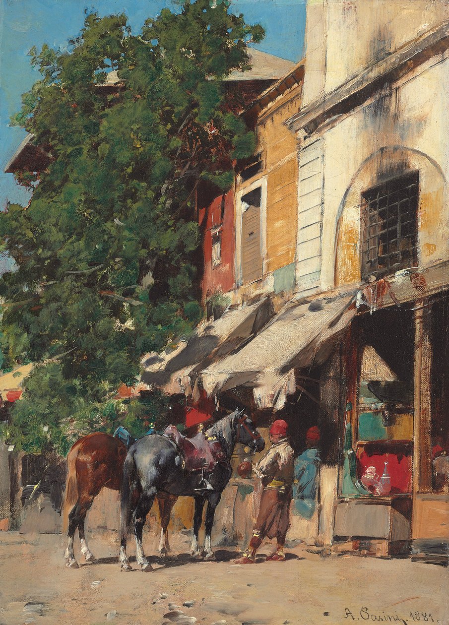 På markedsplassen, Istanbul, 1881 av Alberto Pasini