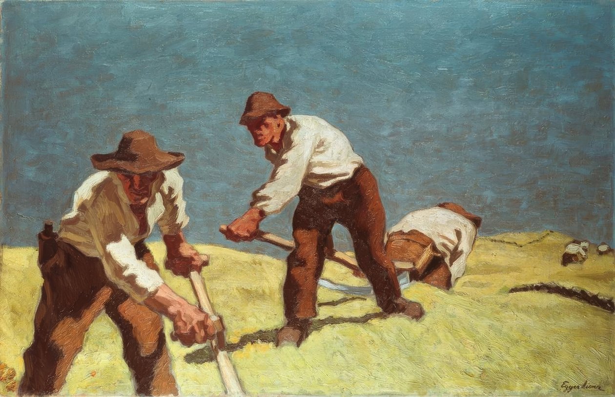 Slåtte fjellbønder av Albin Egger Lienz