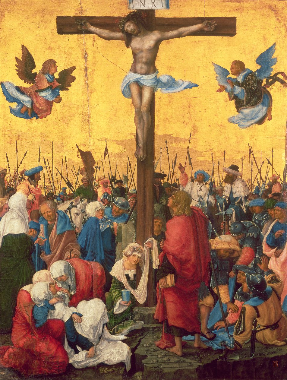 Crucifixion, ca. 1518 (olje på kalkpanel) av Albrecht Altdorfer