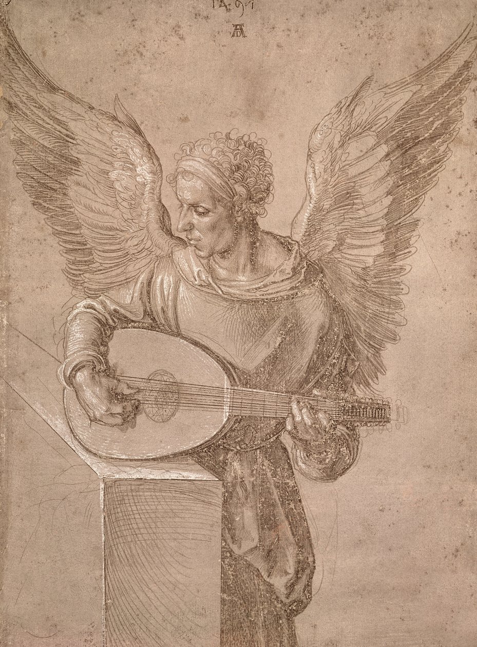 Engel som spiller lut, 1491 av Albrecht Dürer