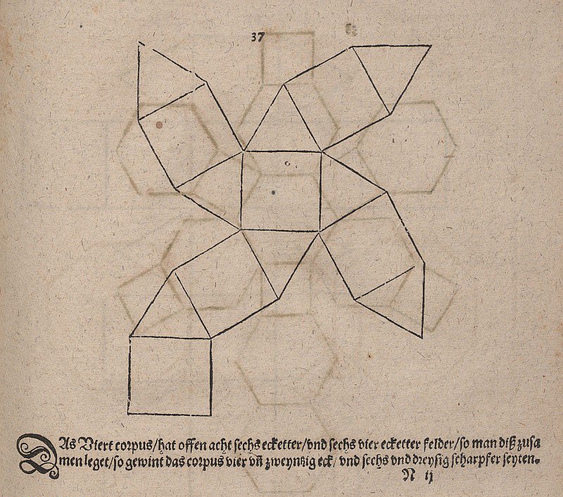 Nettverksutvikling av en cuboctahedron av Albrecht Dürer