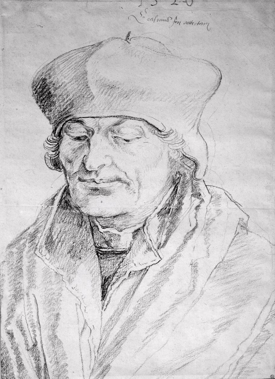 Portrett av Desiderius Erasmus (1469-1536) 1520 (kull på papir) av Albrecht Dürer