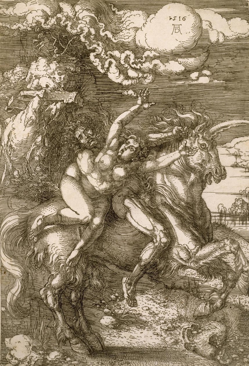 Voldtekt av Proserpina (bortføring på en enhjørning) av Albrecht Dürer