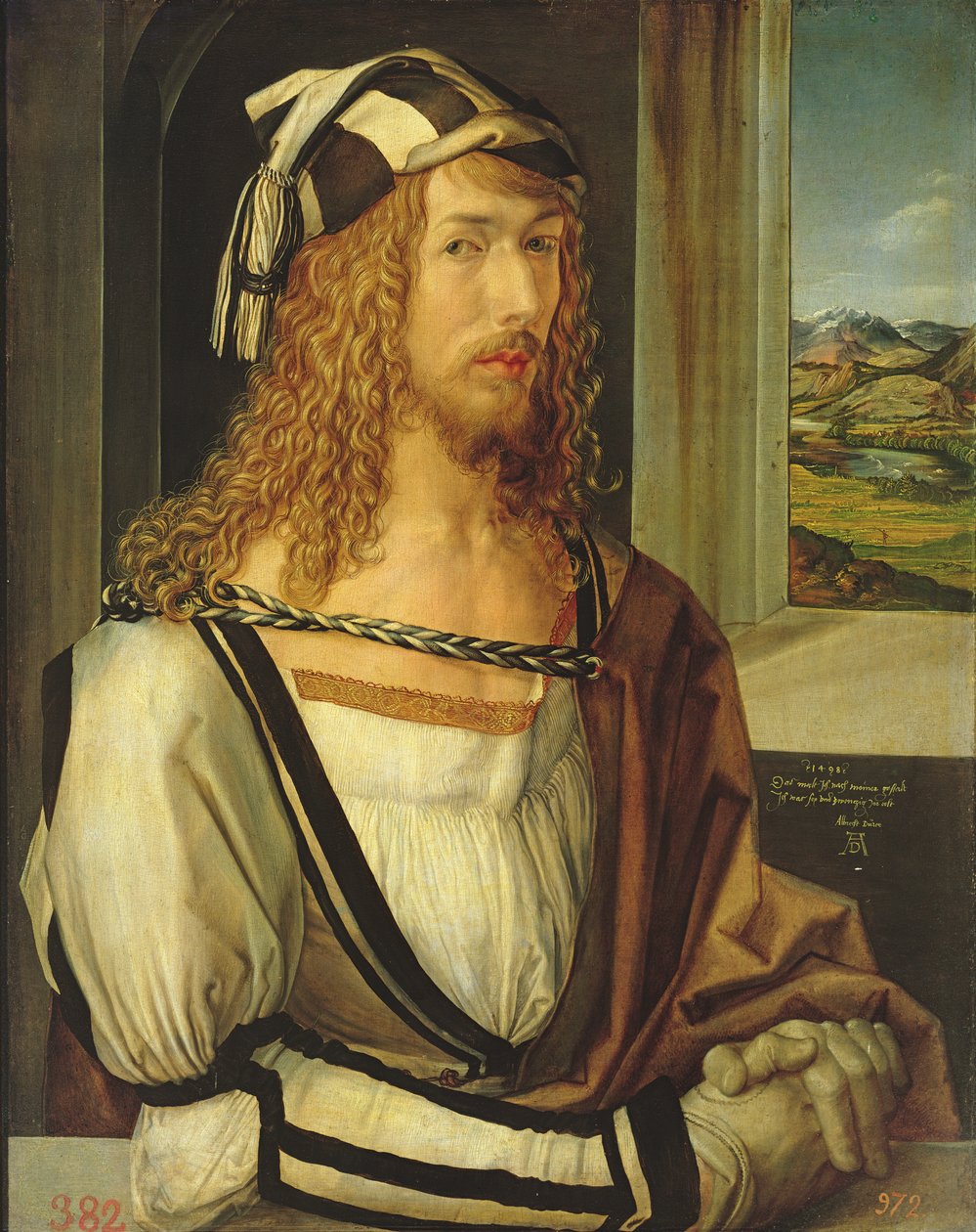 Selvportrett med hansker av Albrecht Dürer