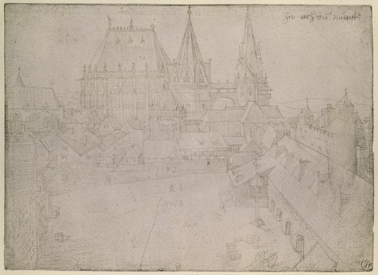 Minsteren i Aachen, 1520 (sølvpunkt på papir) av Albrecht Dürer