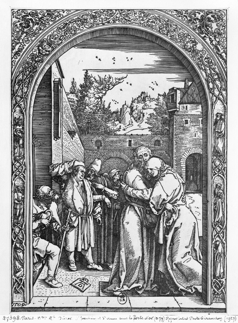 Møtet mellom St. Anne og St. Joachim ved Golden Gate, fra serien "Life of the Virgin", 1504 av Albrecht Dürer