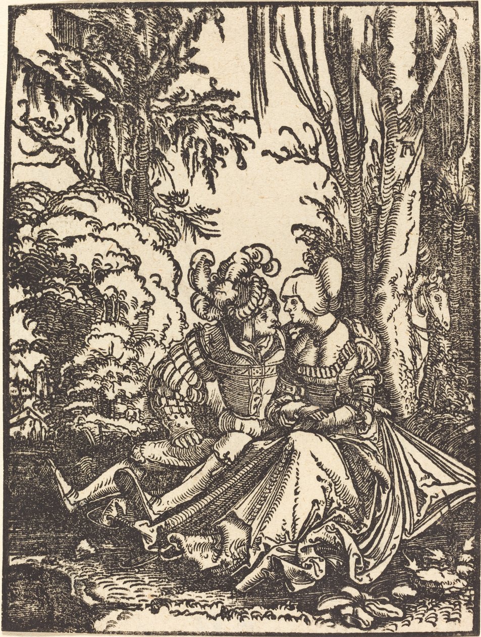 Par elskere i et landskap av Albrecht Altdorfer