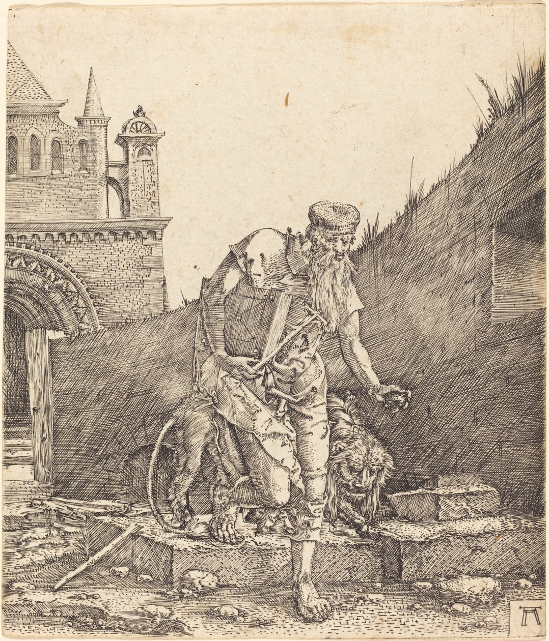 Saint Jerome i en gårdsplass av Albrecht Altdorfer