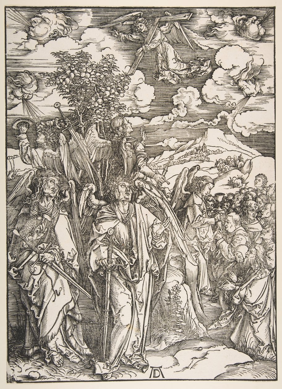 Angels Restraining the Four Winds.n.d. av Albrecht Dürer