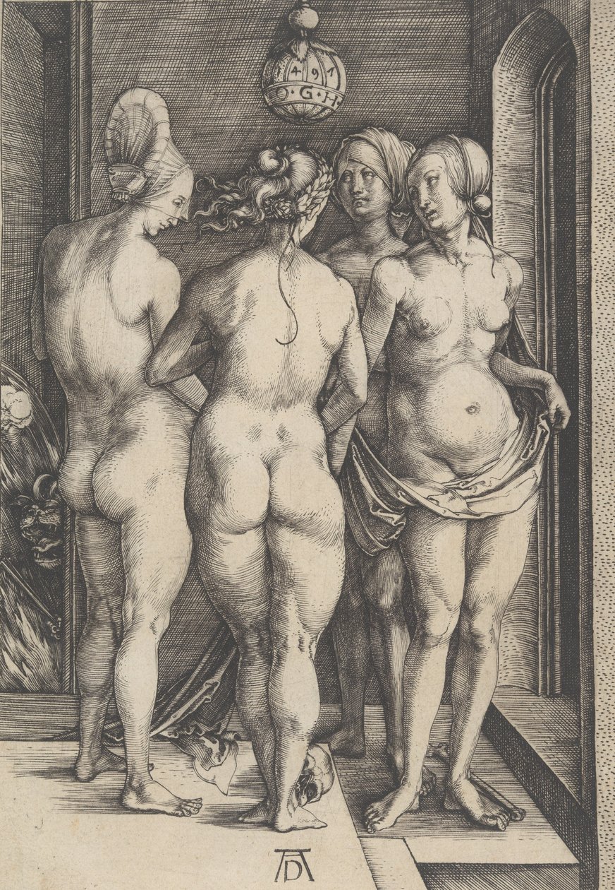 Fire nakne kvinner, 1497., 1497. av Albrecht Dürer