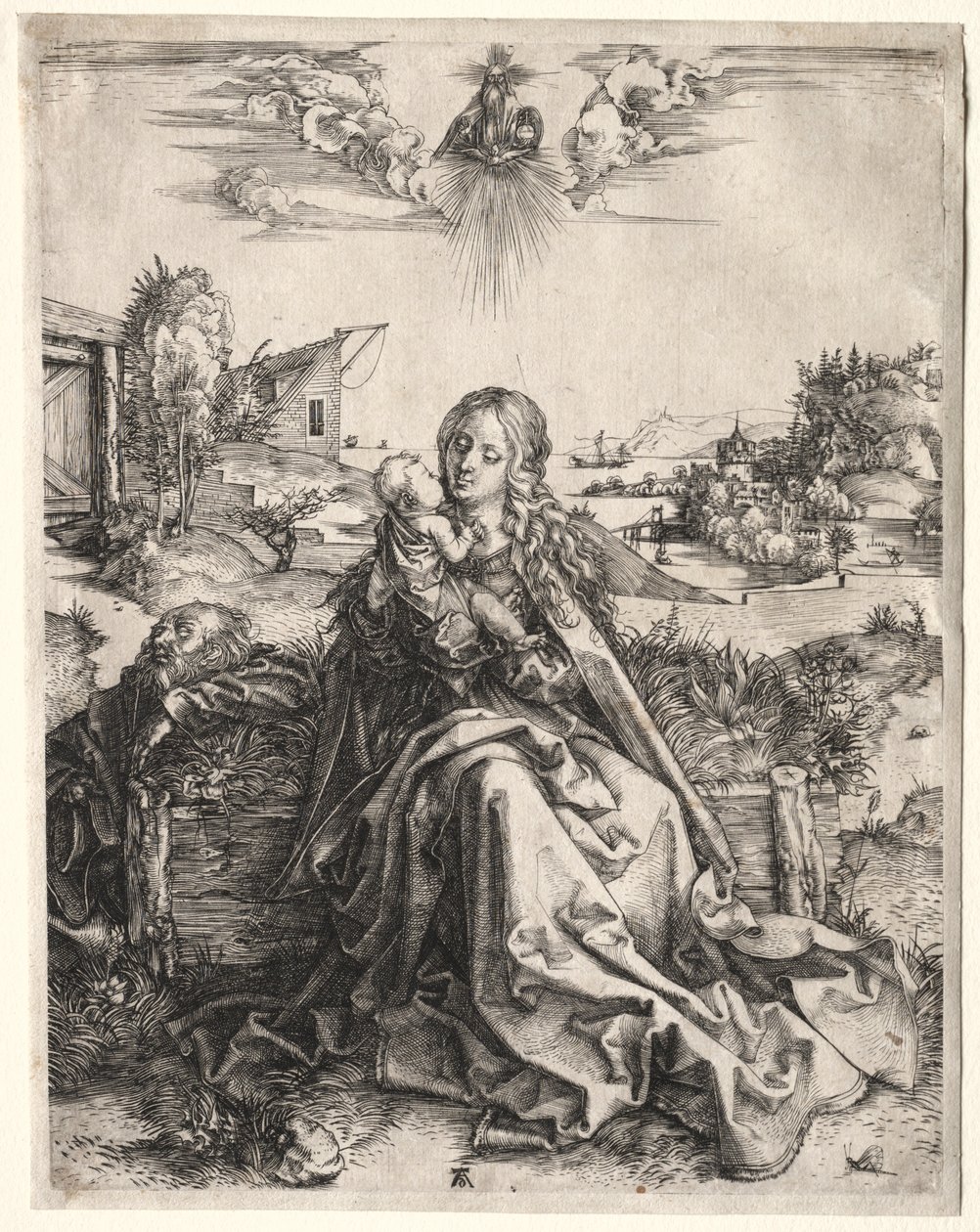 Hellig familie med sommerfuglen, ca. 1495. av Albrecht Dürer