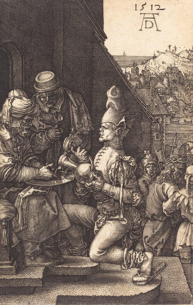 Pilatus vasker hendene, 1512. av Albrecht Dürer