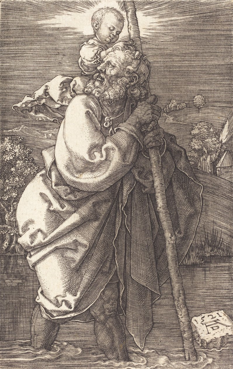 Saint Christopher Facing Venstre, 1521. av Albrecht Dürer