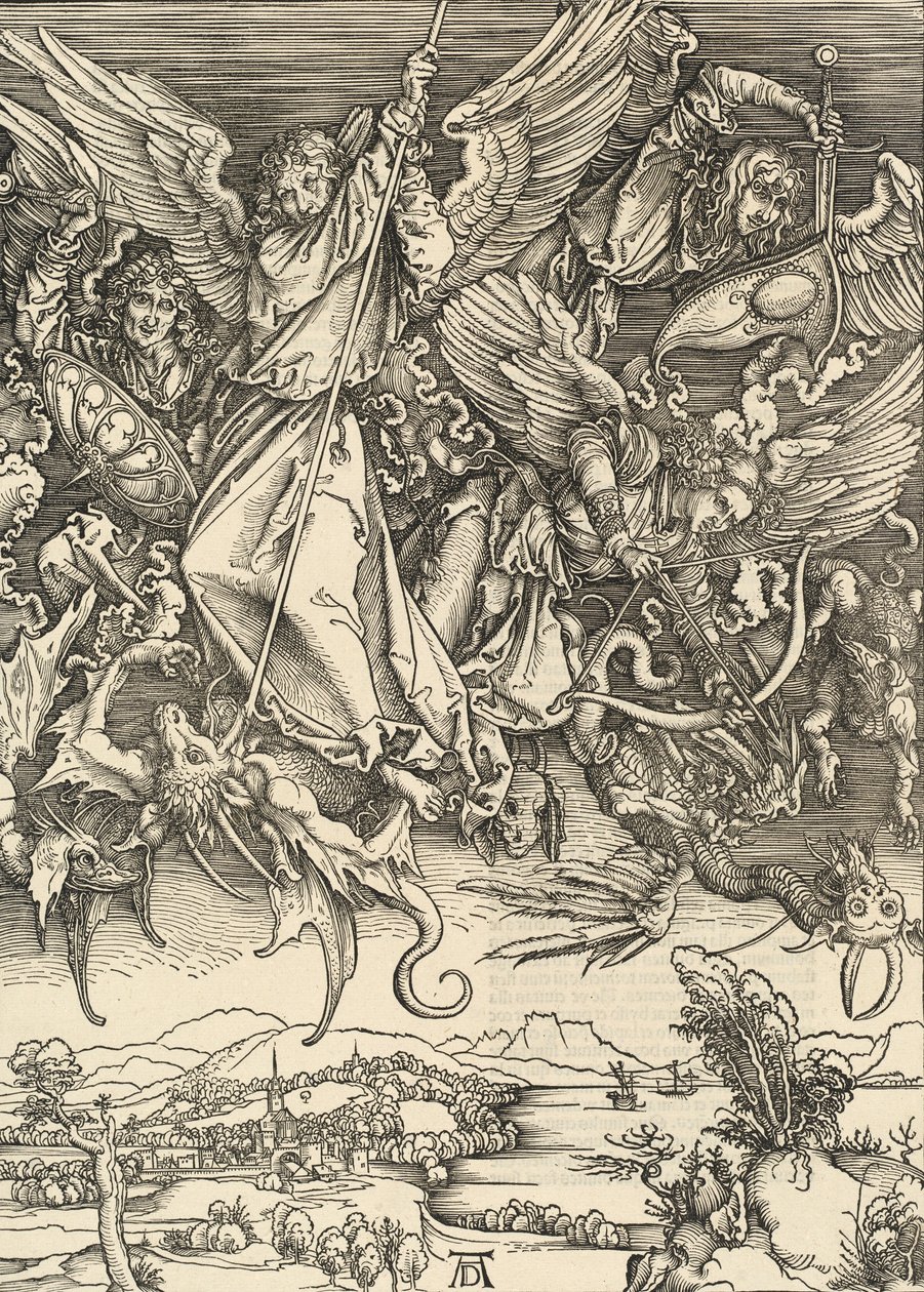 Saint Michael Fighting the Dragon, 1498. av Albrecht Dürer