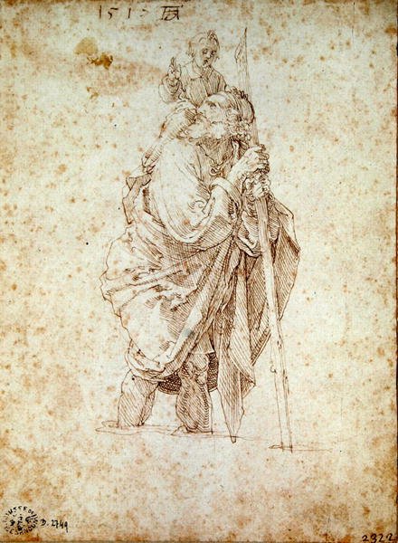 St. Christopher som bærer spedbarnet Kristus, 1515 av Albrecht Dürer